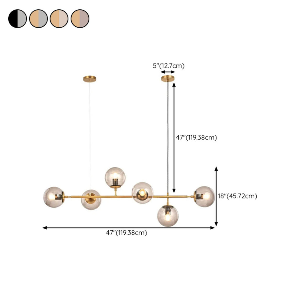 6-Light Modern Glass Globe Gold Island Pendant Light