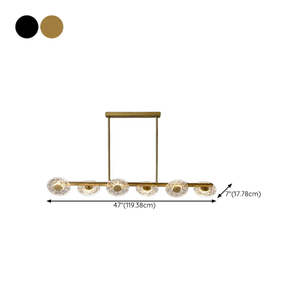 6-Light Textured Glass Round Gold Pendant Light