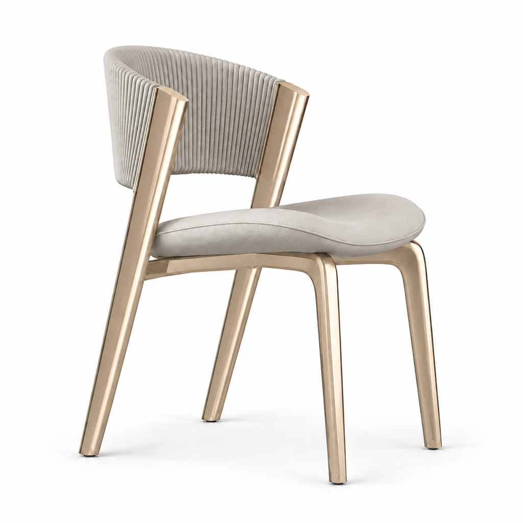 Curved Back Faux Leather Metal Dining Chair