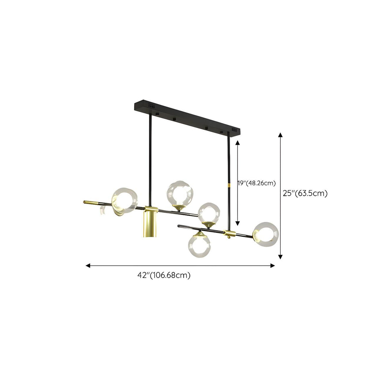 7-Light Globe and Cylinder Modern Island Pendant Light