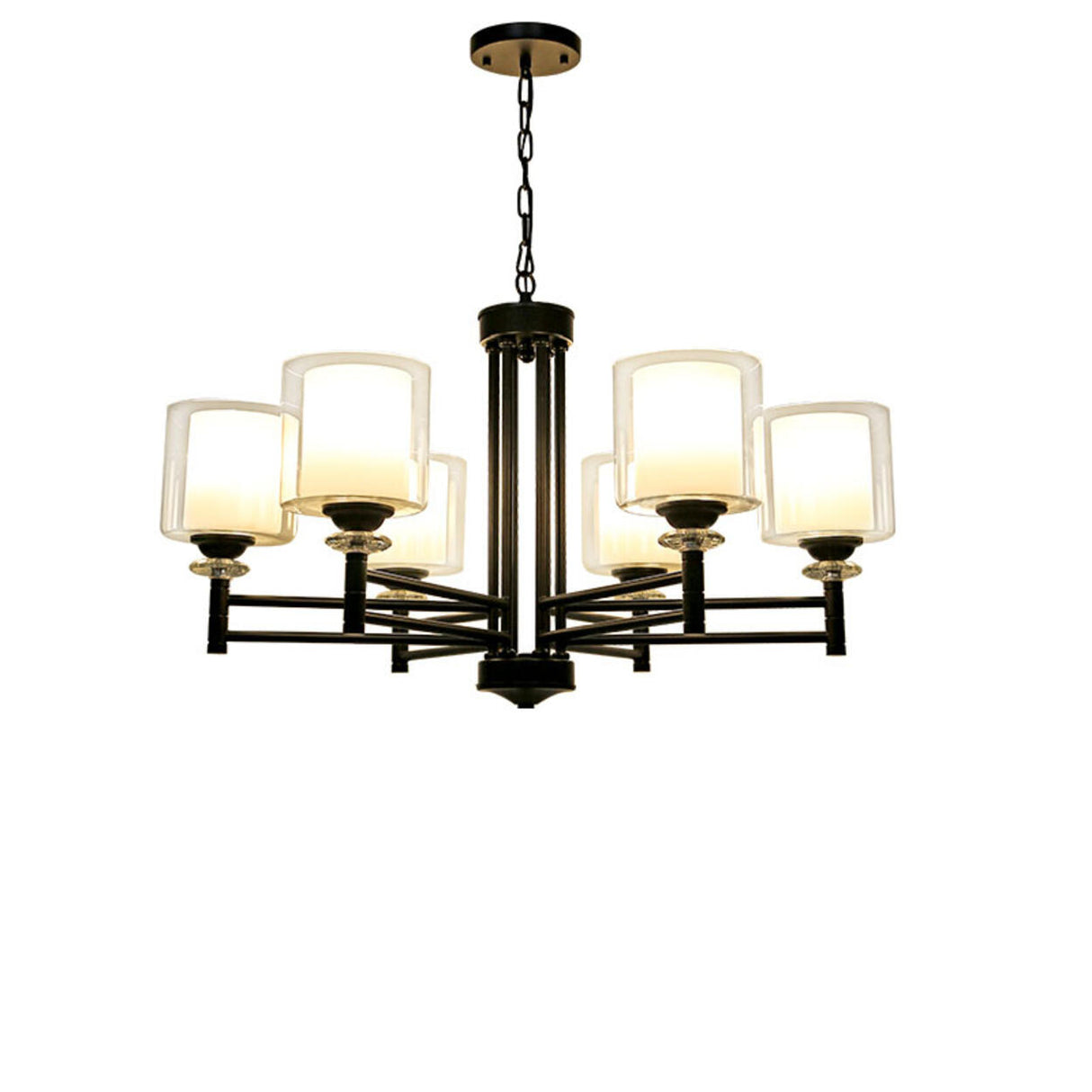 8-Light Modern Adjustable Chain Glass Chandelier Image - 10