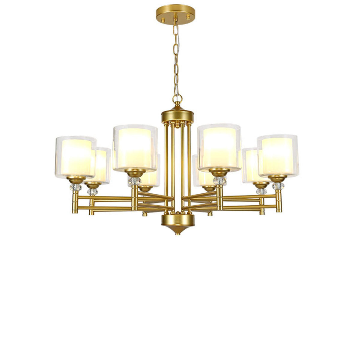 8-Light Modern Adjustable Chain Glass Chandelier Image - 13