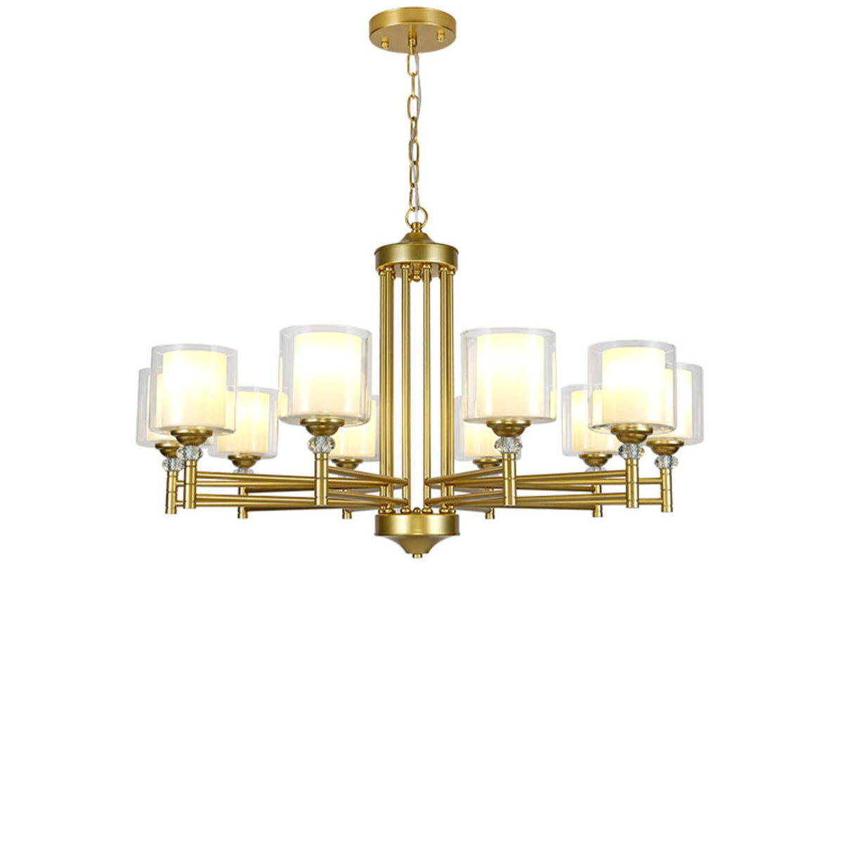 8-Light Modern Adjustable Chain Glass Chandelier Image - 15