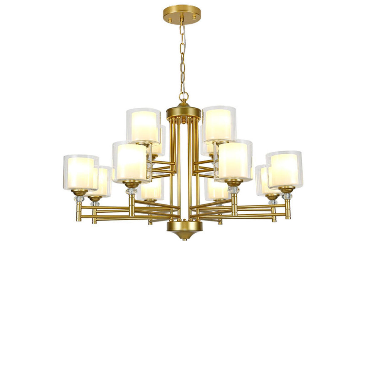 8-Light Modern Adjustable Chain Glass Chandelier Image - 17