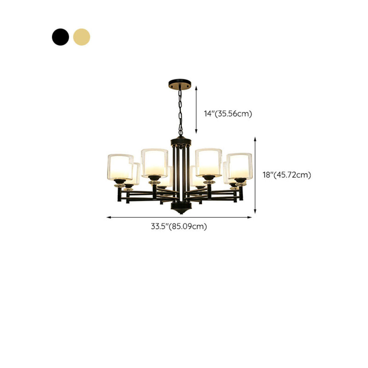 8-Light Modern Adjustable Chain Glass Chandelier Image - 20