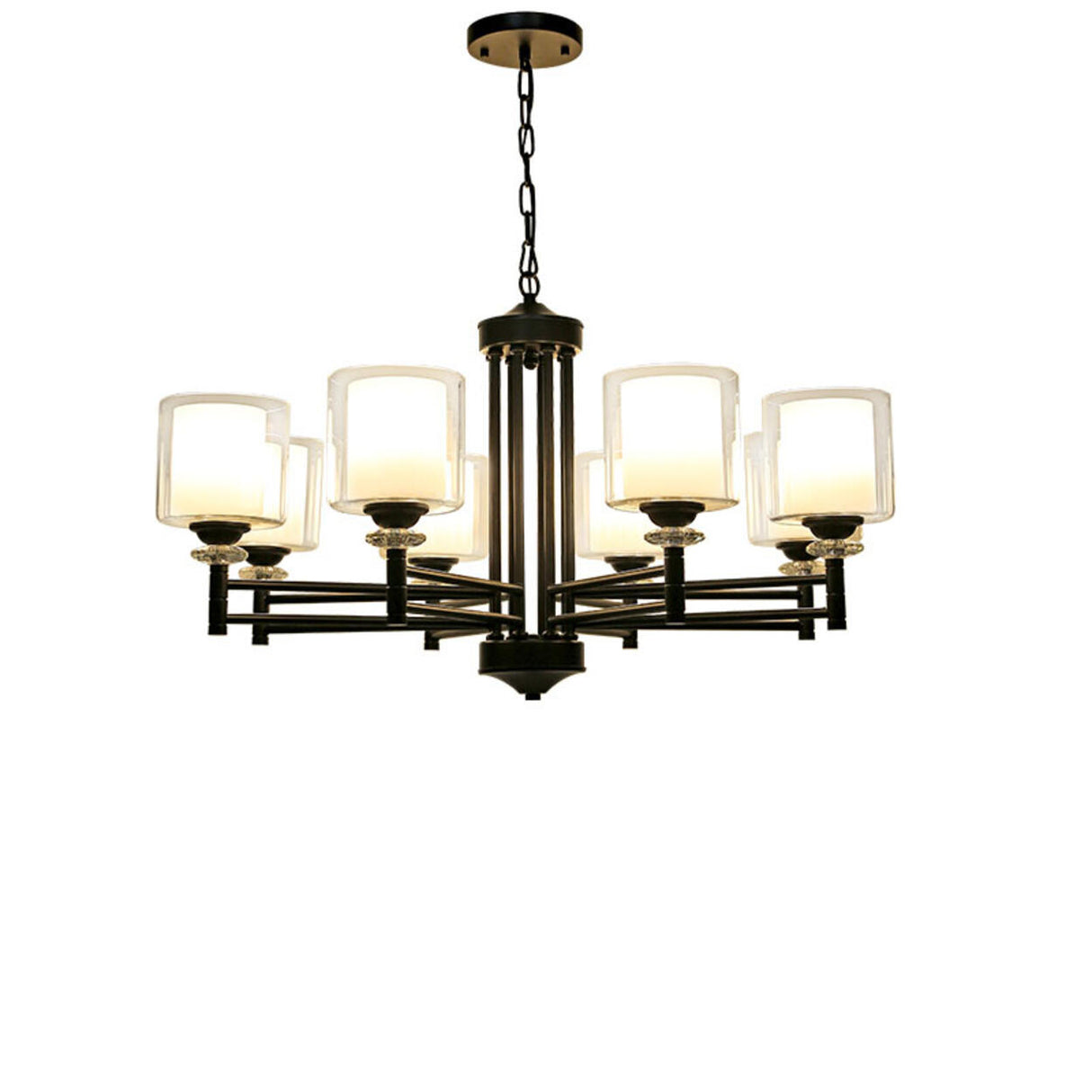 8-Light Modern Adjustable Chain Glass Chandelier Image - 5