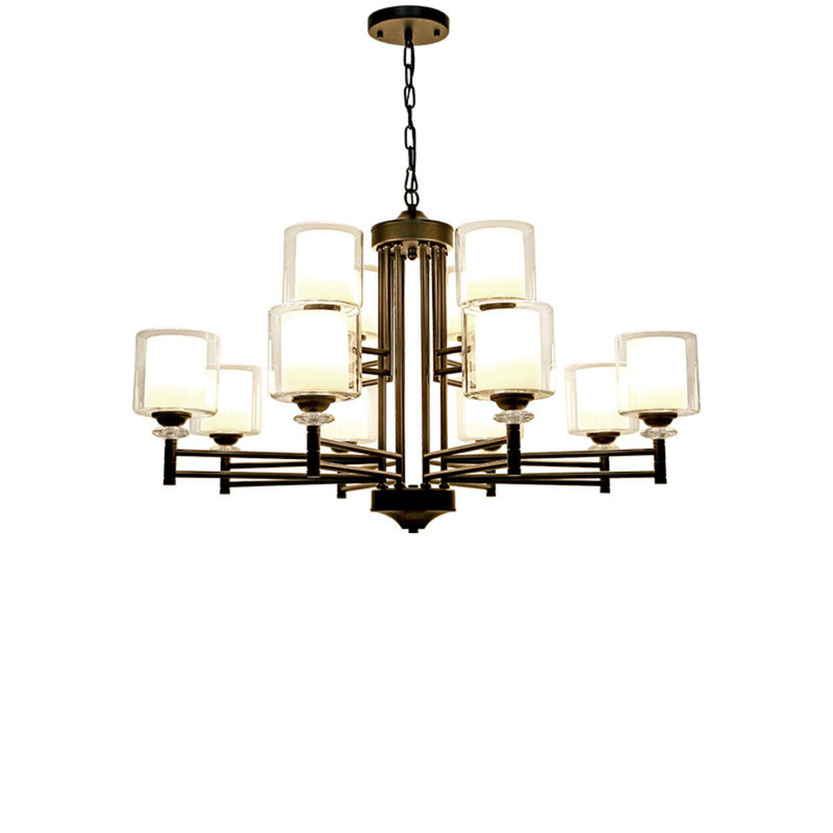 8-Light Modern Adjustable Chain Glass Chandelier Image - 9
