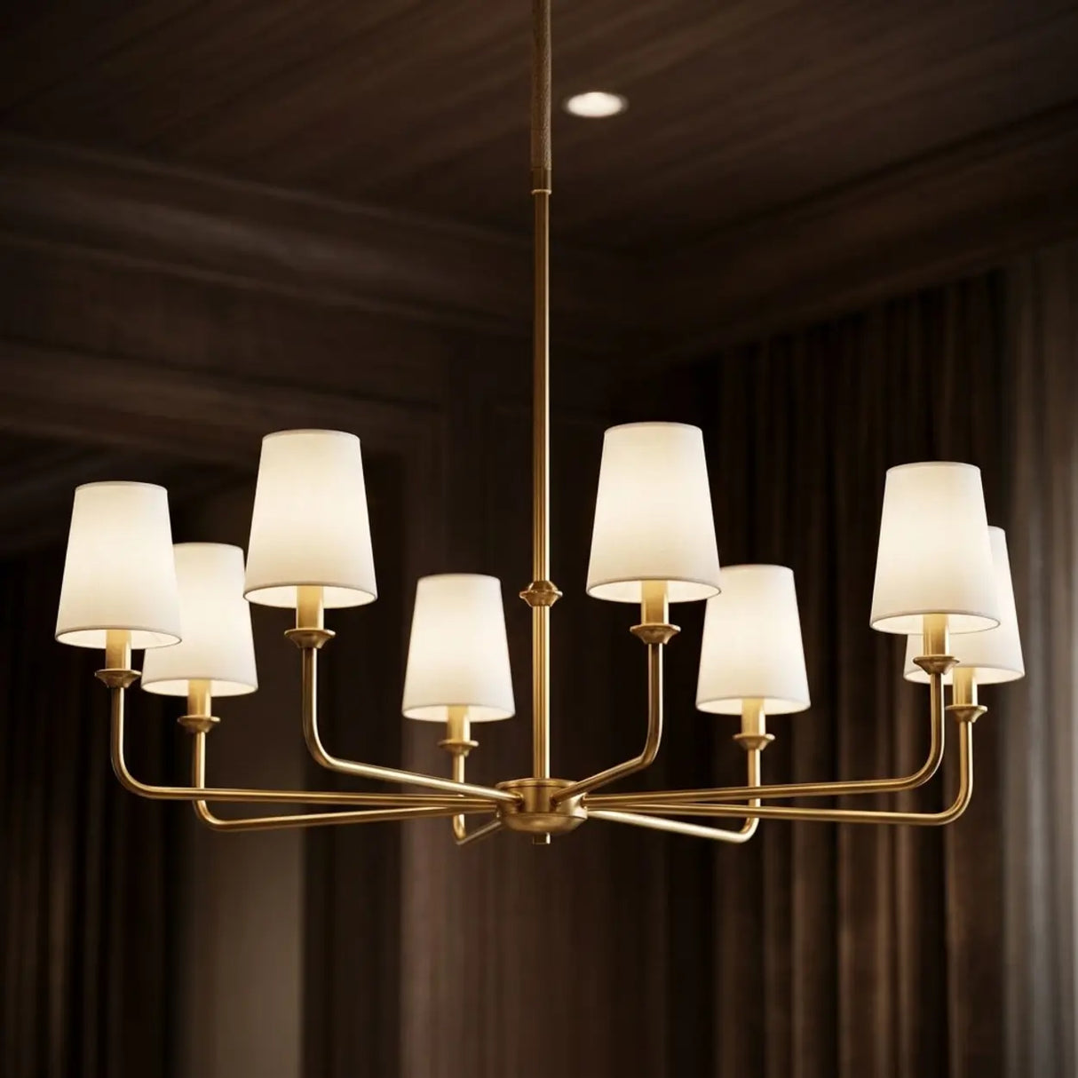 4/6/8-Light Modern Brass Chandelier with Fabric Shades Image - 9