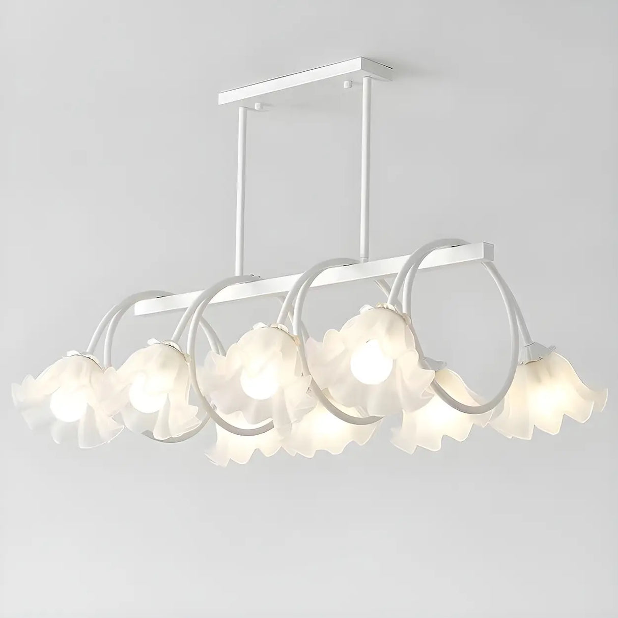 8-Light Modern Green Floral Island Chandelier Light Image - 10