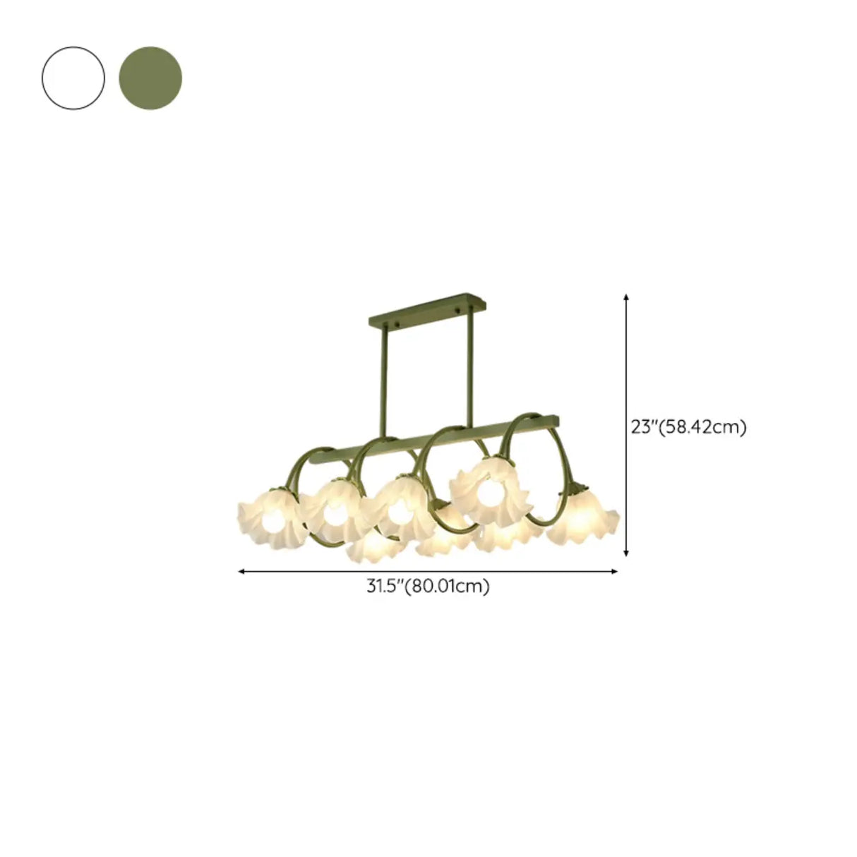 8-Light Modern Green Floral Island Chandelier Light Image - 15