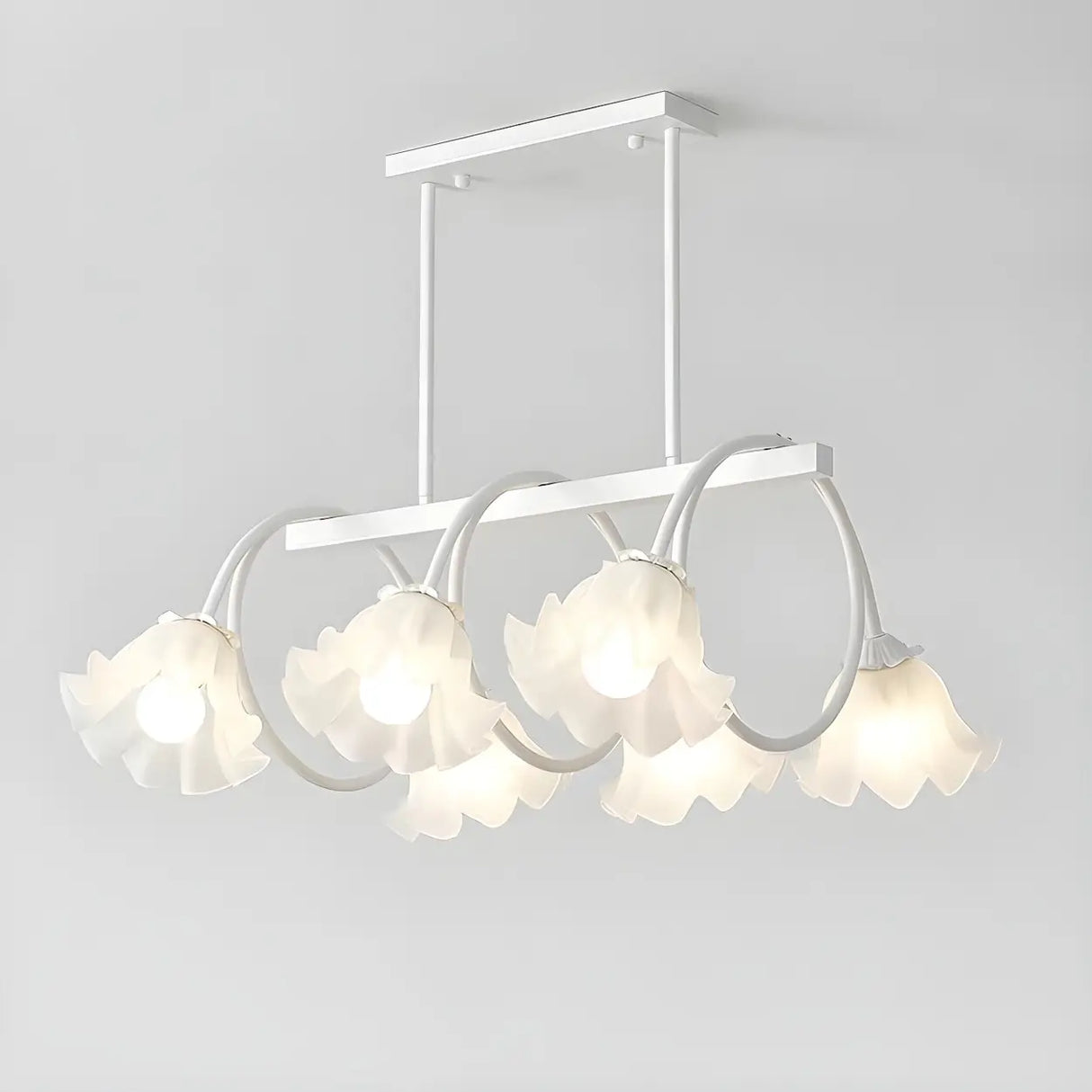 8-Light Modern Green Floral Island Chandelier Light Image - 9