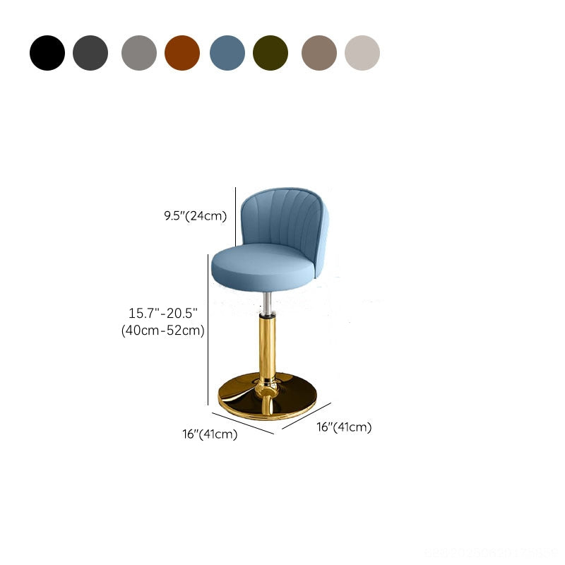 Black Round Leather Bar Stool with Adjustable Metal Frame Image - 58