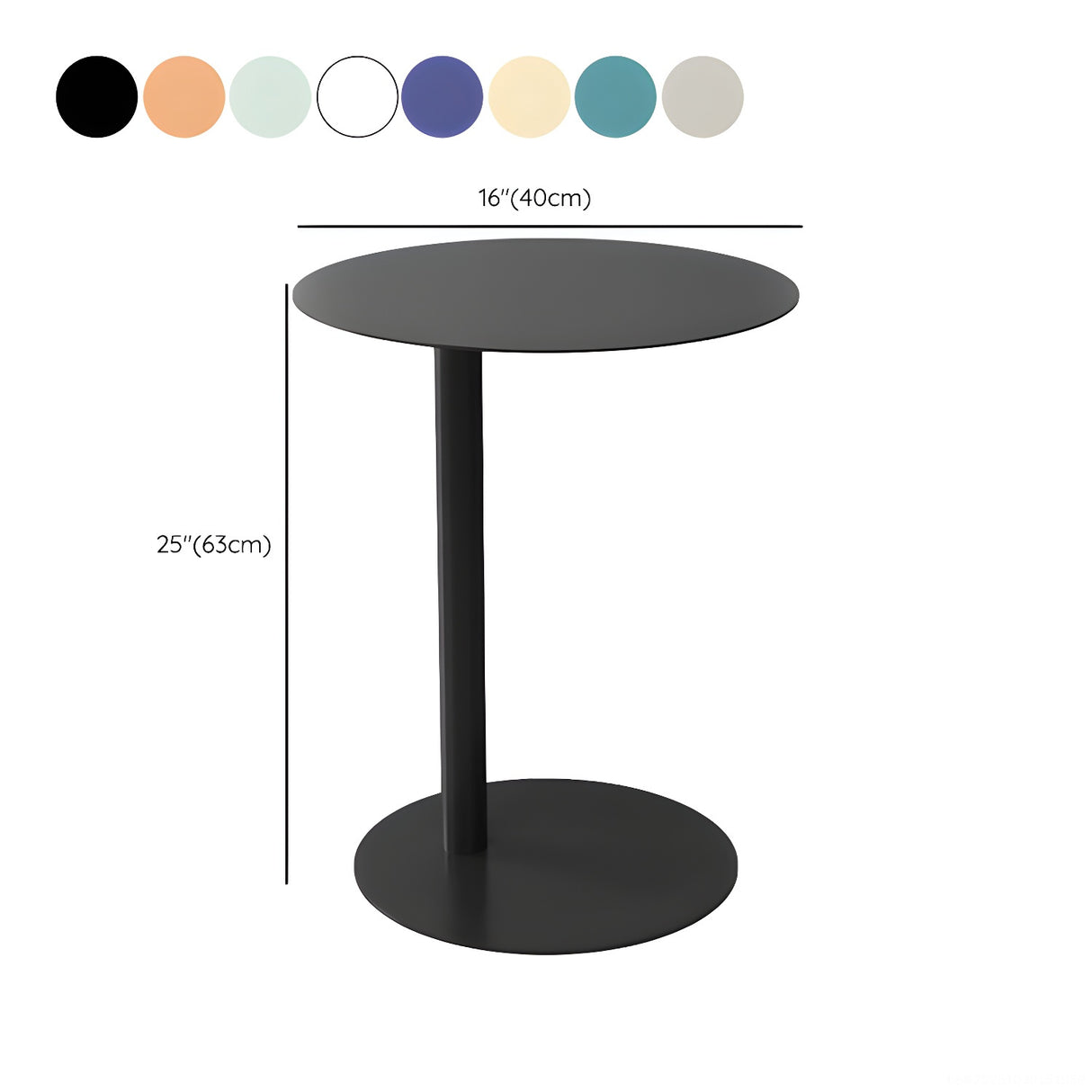 Colorful Round Metal C-Shaped Scandinavian Side Table Image - 28