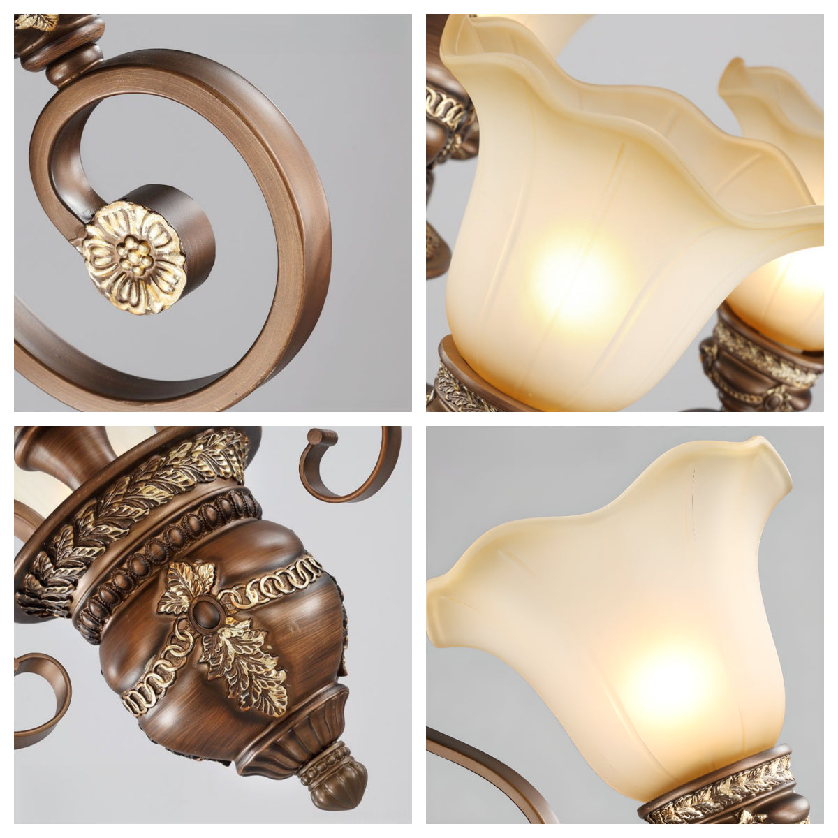 Elegant Antique Bronze 8-Light Vintage Ceiling Chandelier Image - 14