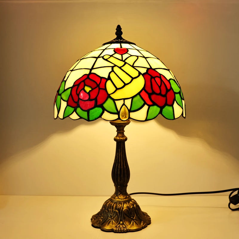 Elegant Tiffany Stained Glass Dome Decor Table Lamp Image - 12