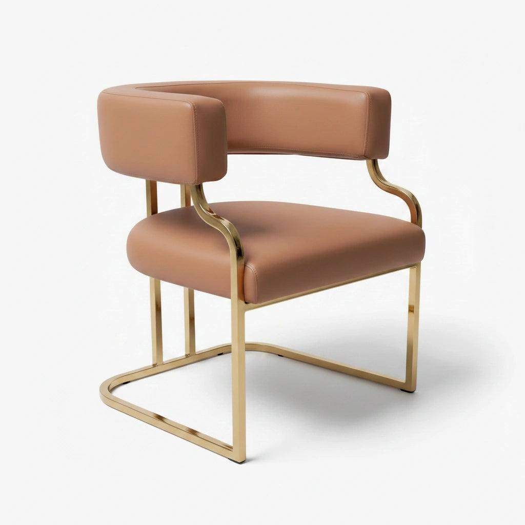 Glam Open Back Faux Leather Upholstered Arm Chair Image - 63
