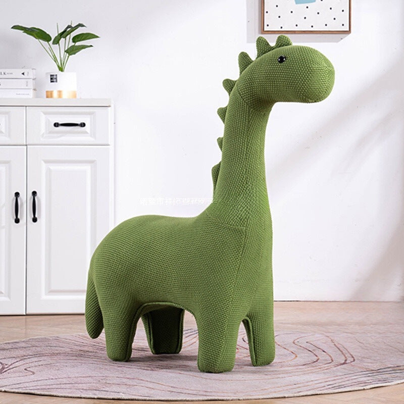 Modern Green Dinosaur-Shaped Knitted Kids Chair - 1