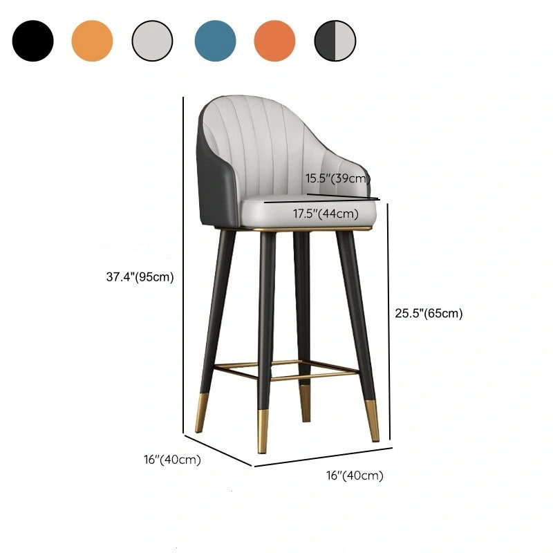 Modern Orange Swivel Leather Upholstered Bucket Bar Stool Image - 21