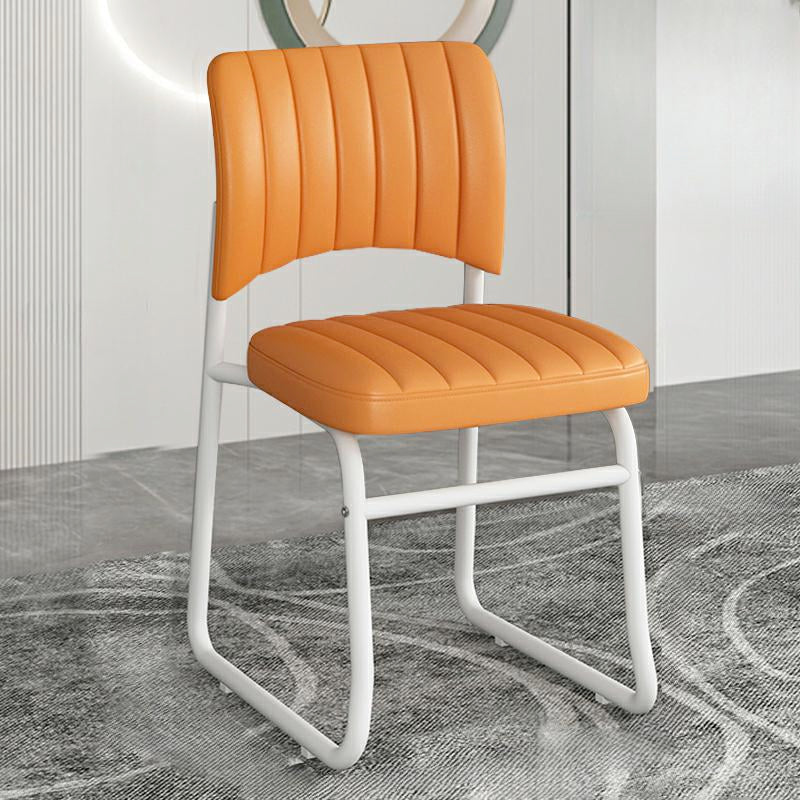 Upholstered Open Low Back Metal Dining Side Chair Image - 20