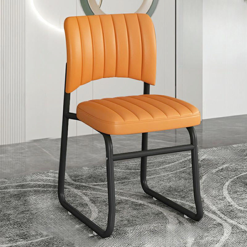 Upholstered Open Low Back Metal Dining Side Chair Image - 27
