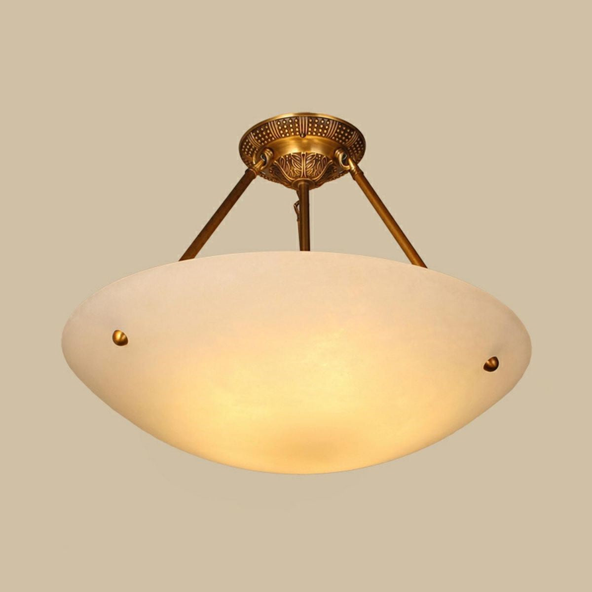 Vintage White Alabaster Floral Brass Bedroom Chandelier