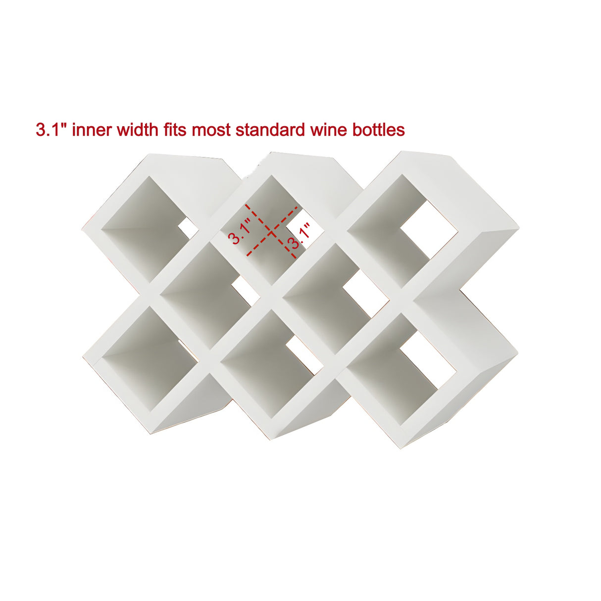 White Diamond Wood Large Tabletop Stackable Wine Rack Holder Image - 77
