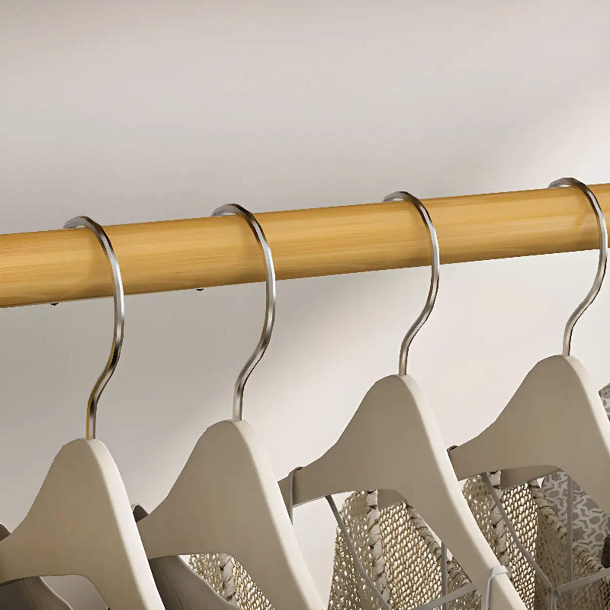 A-Frame Bamboo Natural Stand Coat Rack with Shelves Image - 11