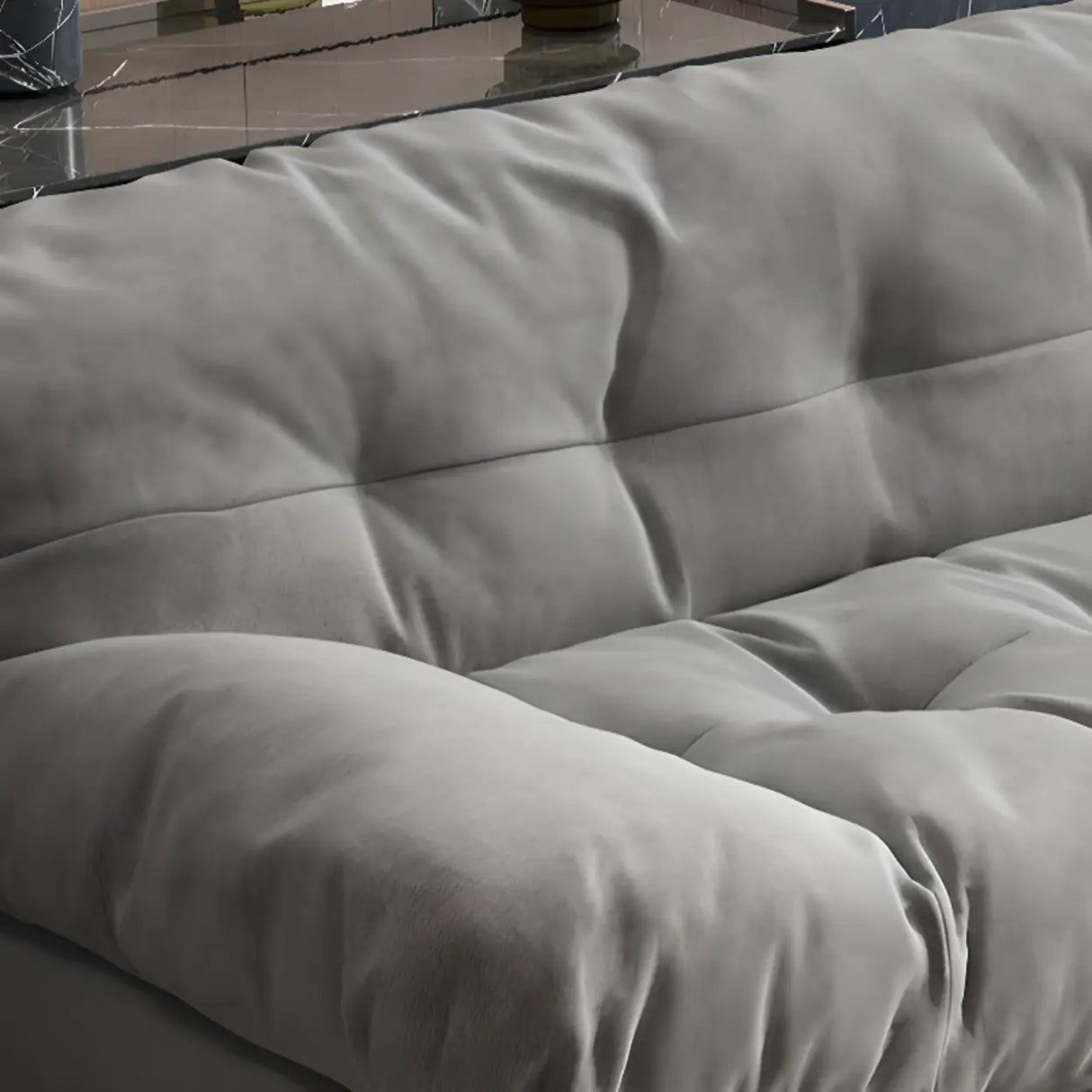 Abrasive Cloth Tufted Back Concealed Support Sofa Image - 6