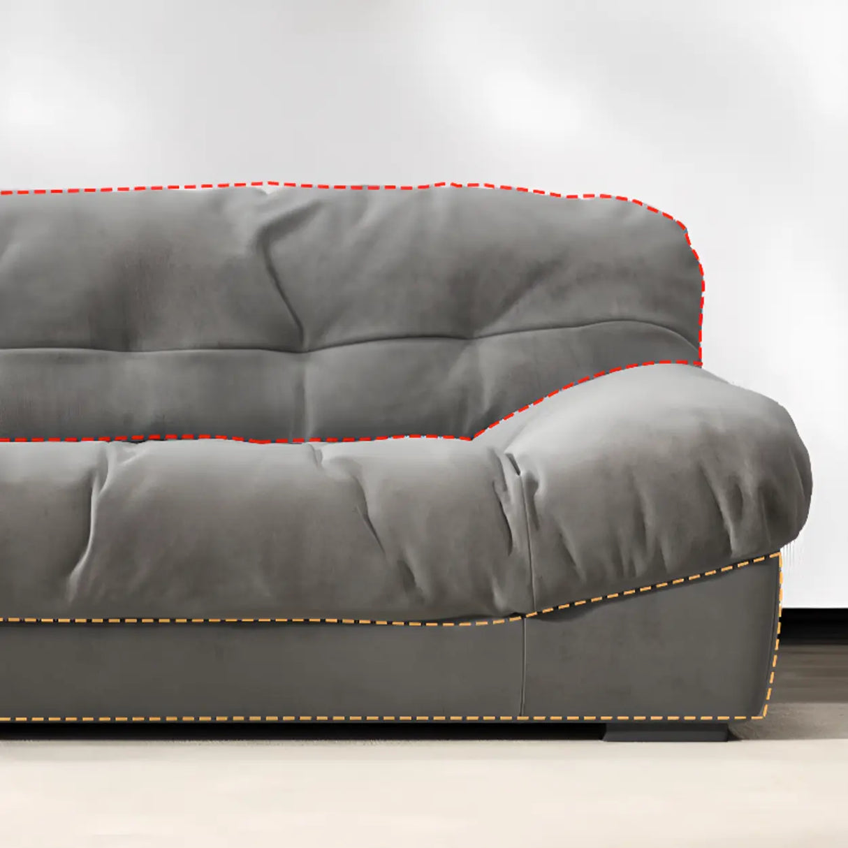 Abrasive Cloth Tufted Back Concealed Support Sofa Image - 7