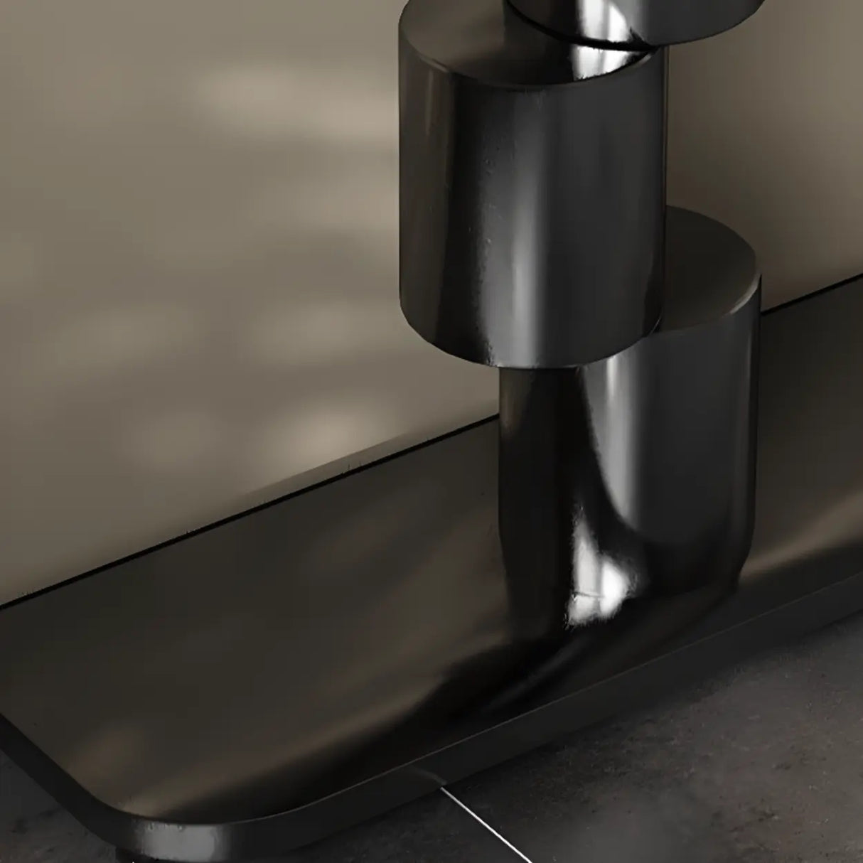 Abstract Base Half-circle Stone Top Black Console Table Image - 10