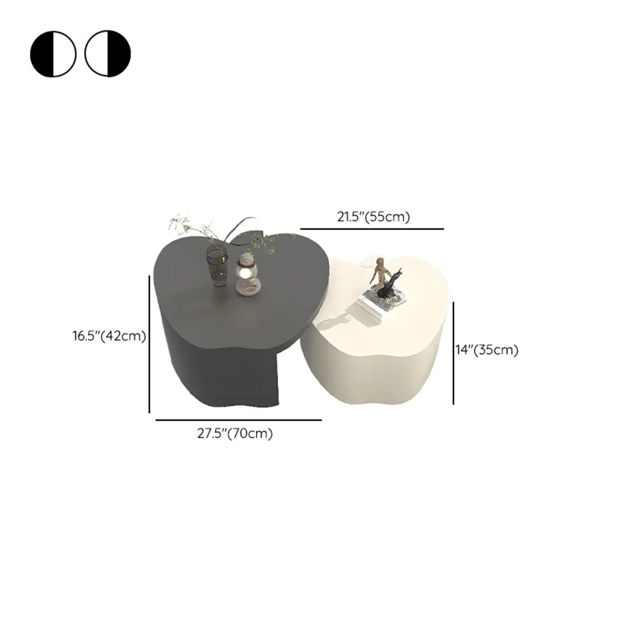 Abstract Nested Apple-Shaped Fiberglass Coffee Table Image - 10