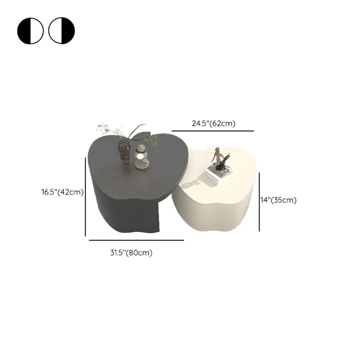 Abstract Nested Apple-Shaped Fiberglass Coffee Table Image - 11