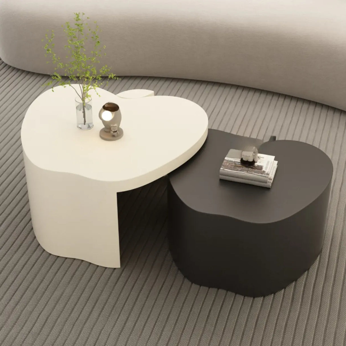 Abstract Nested Apple-Shaped Fiberglass Coffee Table Image - 1