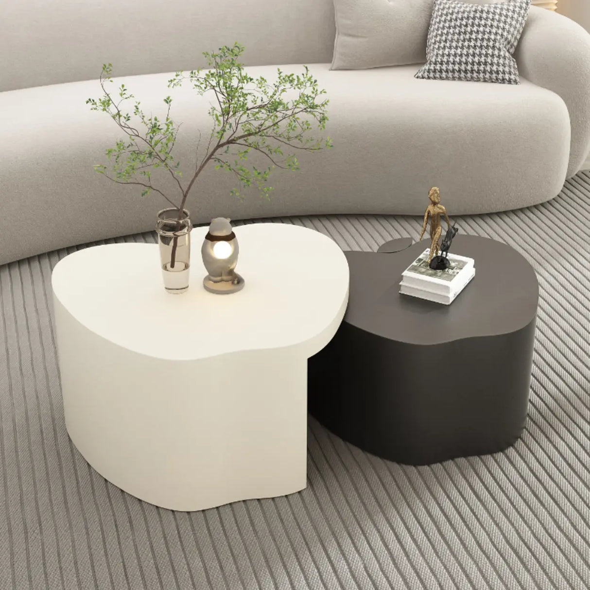 Abstract Nested Apple-Shaped Fiberglass Coffee Table Image - 2