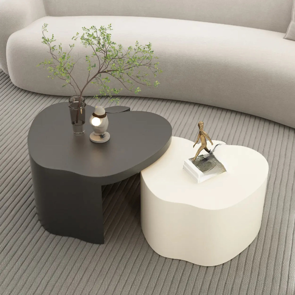 Abstract Nested Apple-Shaped Fiberglass Coffee Table Image - 3