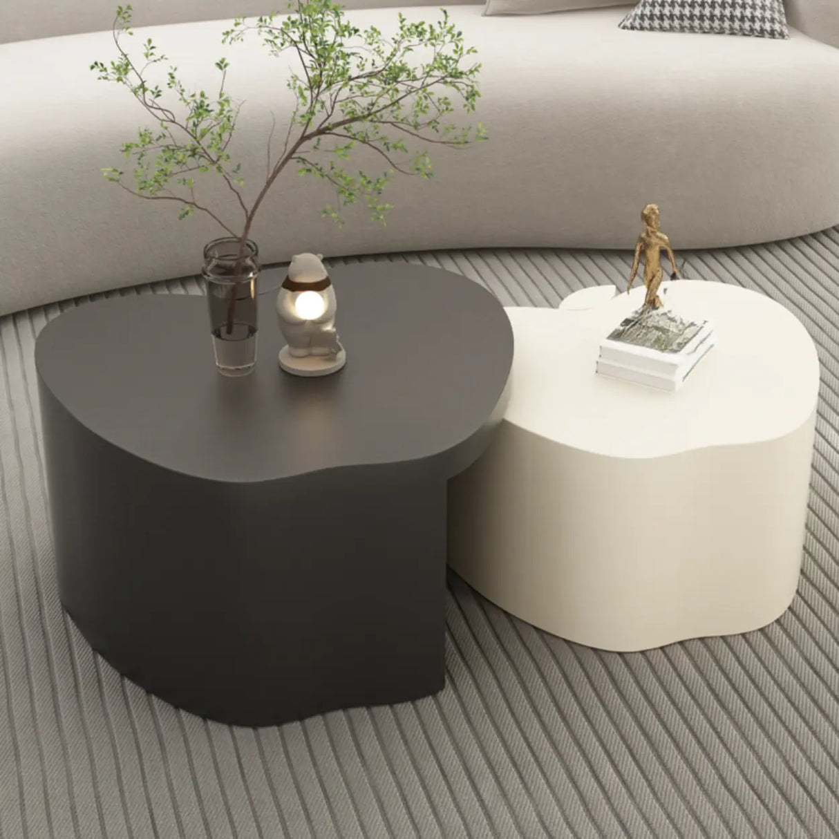 Abstract Nested Apple-Shaped Fiberglass Coffee Table Image - 4