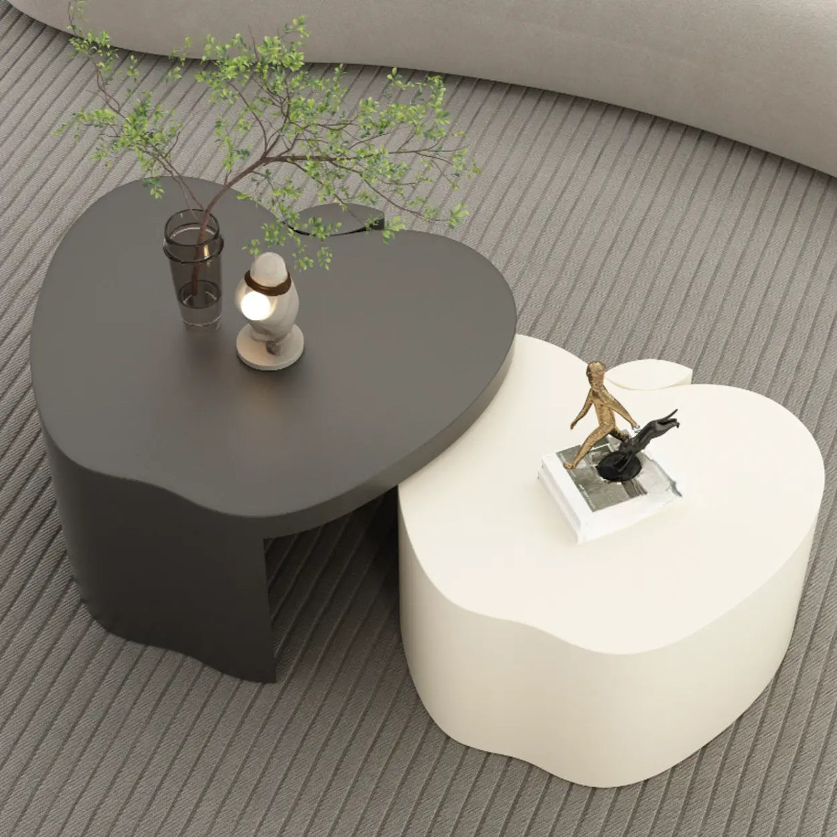 Abstract Nested Apple-Shaped Fiberglass Coffee Table Image - 5