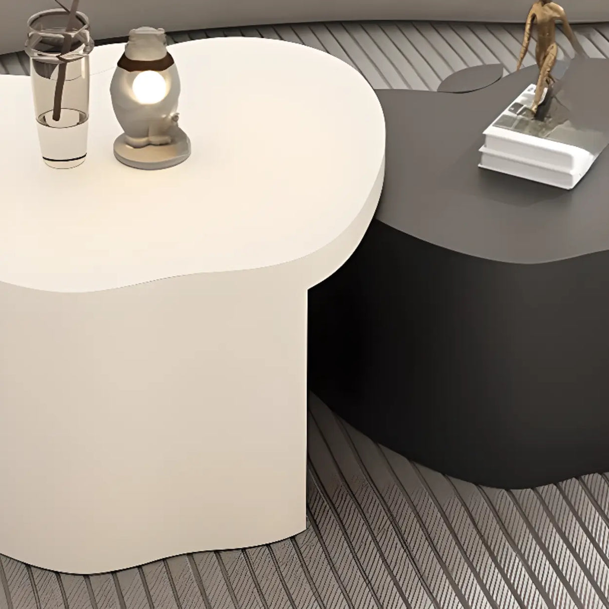 Abstract Nested Apple-Shaped Fiberglass Coffee Table Image - 6