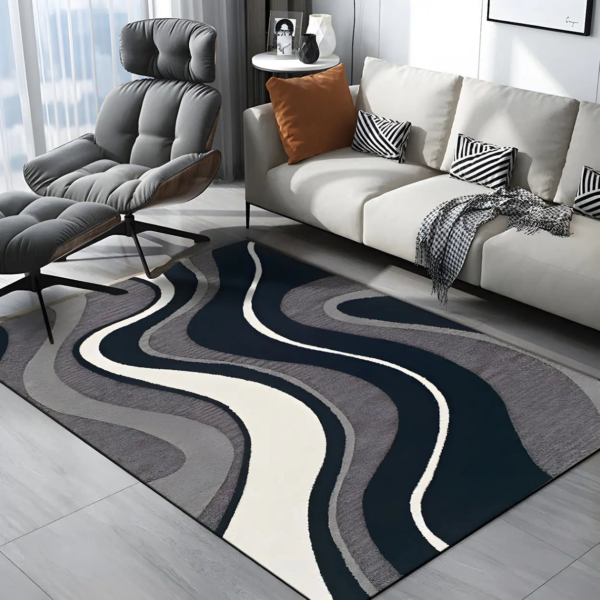 Abstract Pattern Polyester Rectangle Easy Care Area Rug Image - 12