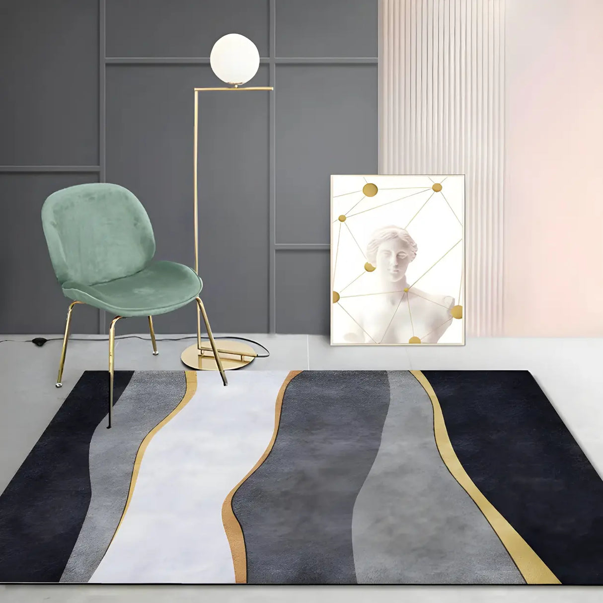 Abstract Pattern Polyester Rectangle Easy Care Area Rug Image - 13