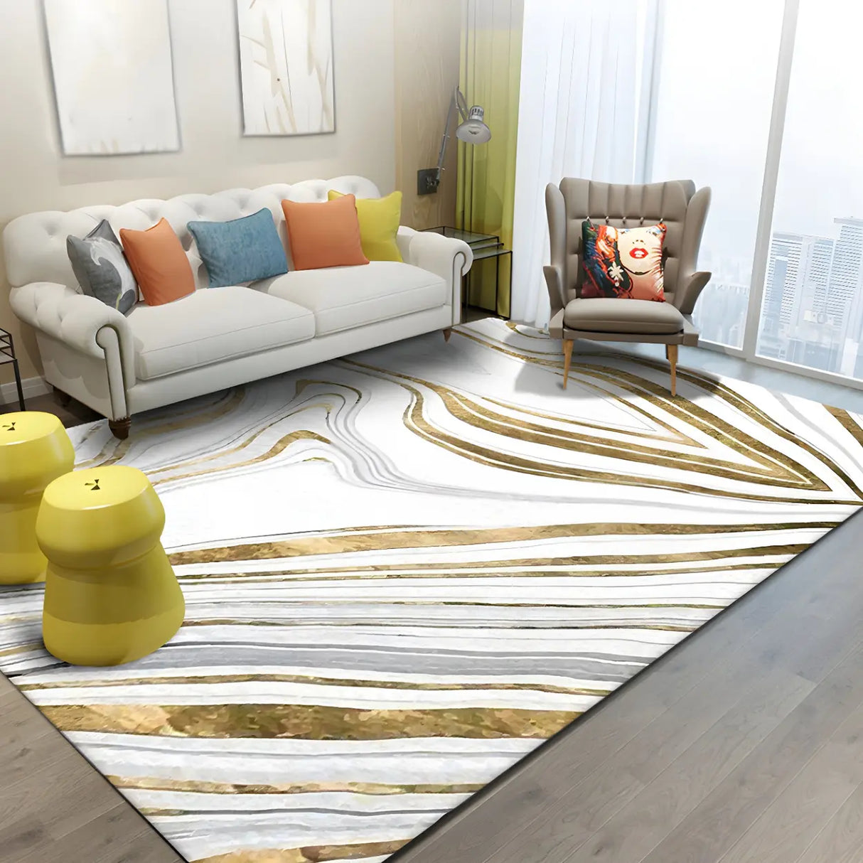 Abstract Pattern Polyester Rectangle Easy Care Area Rug Image - 15