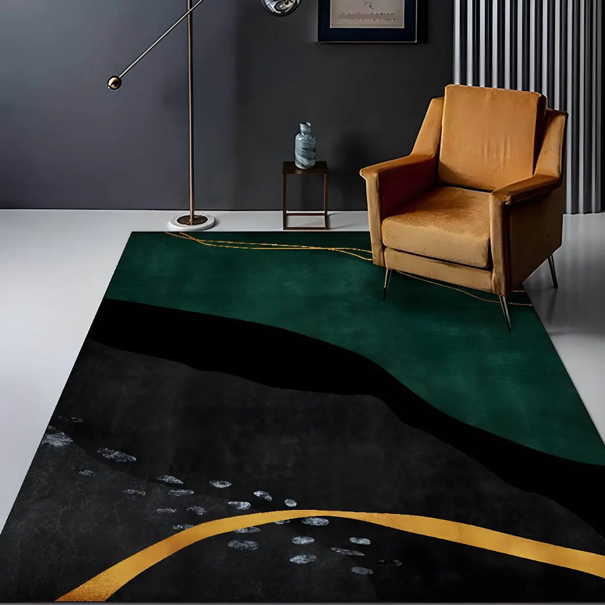 Abstract Pattern Polyester Rectangle Easy Care Area Rug Image - 17