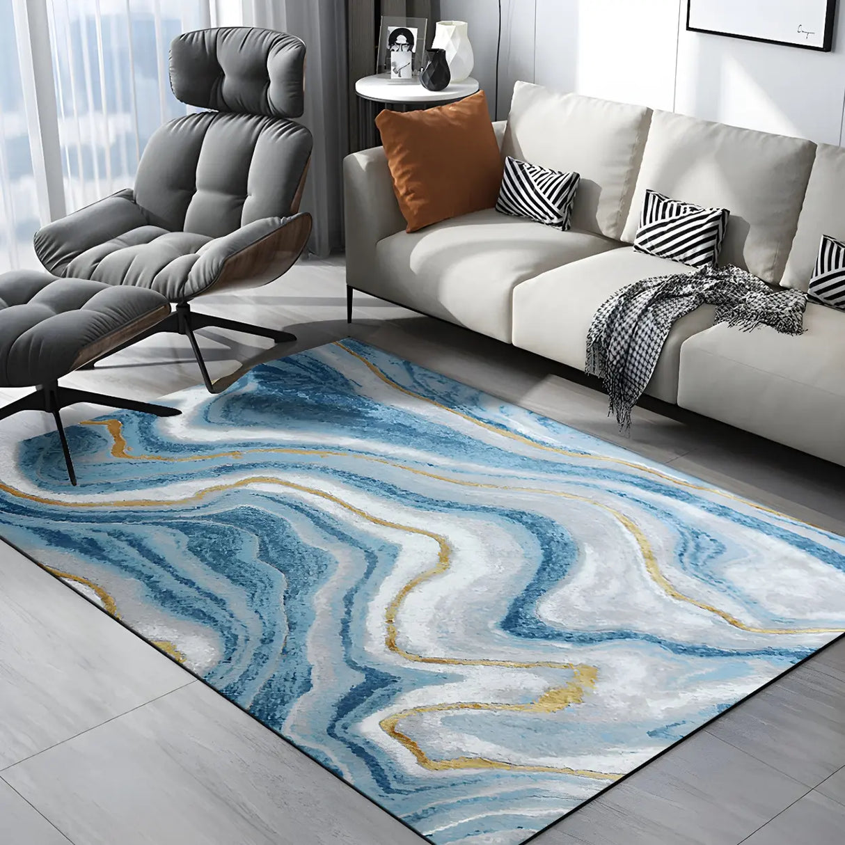 Abstract Pattern Polyester Rectangle Easy Care Area Rug Image - 5