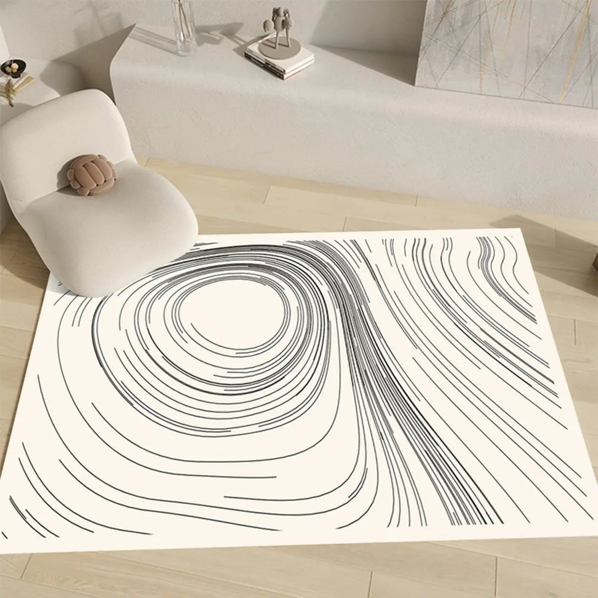 Abstract Rectangular Fabric Apricot Easy Care Area Rug Image - 2