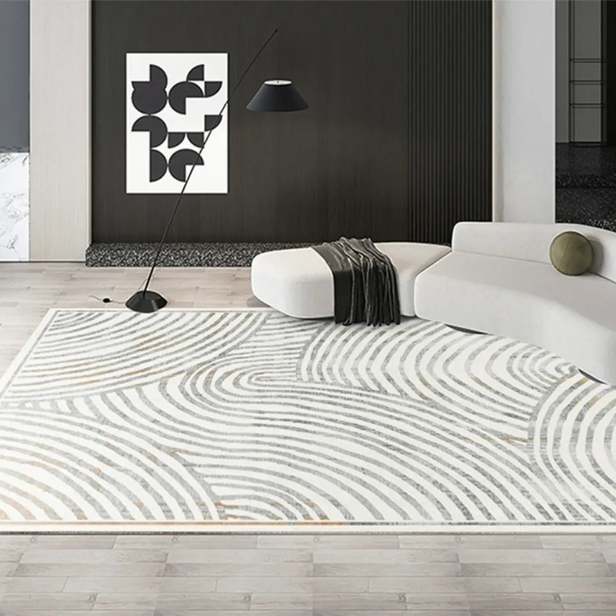 Abstract Rectangular Fabric Apricot Easy Care Area Rug Image - 3