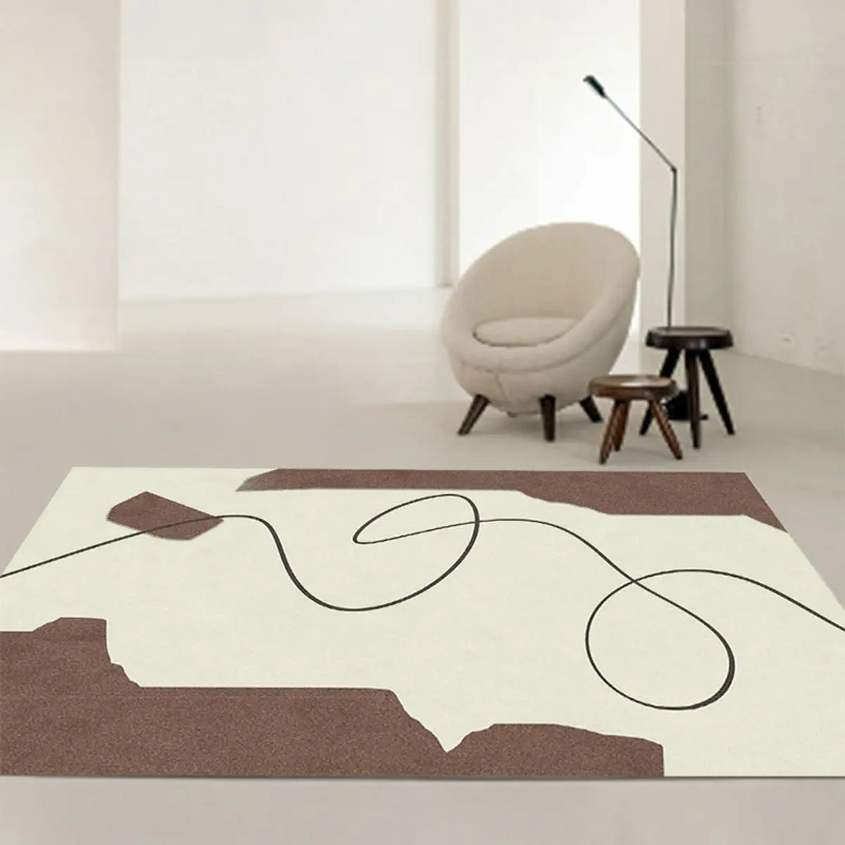 Abstract Rectangular Fabric Apricot Easy Care Area Rug Image - 6