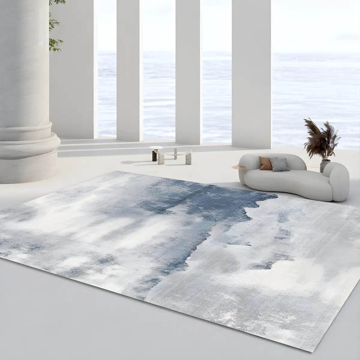 Abstract Unique Rectangle Polyester Beige Area Rug Image - 10