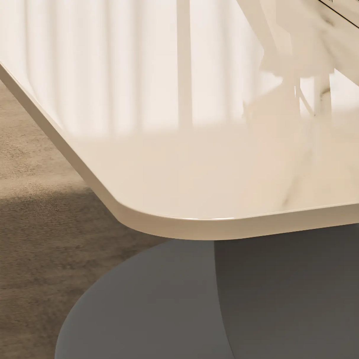 Abstract White Rectangular Stone Iron Base Coffee Table Image - 12