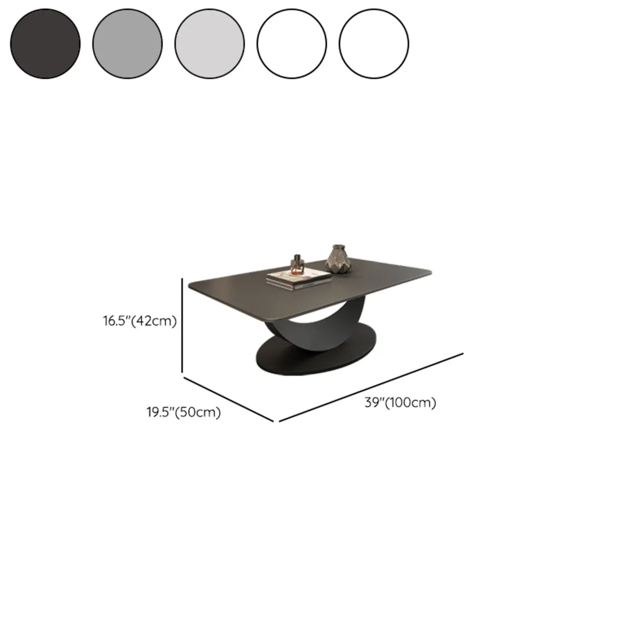 Abstract White Rectangular Stone Iron Base Coffee Table