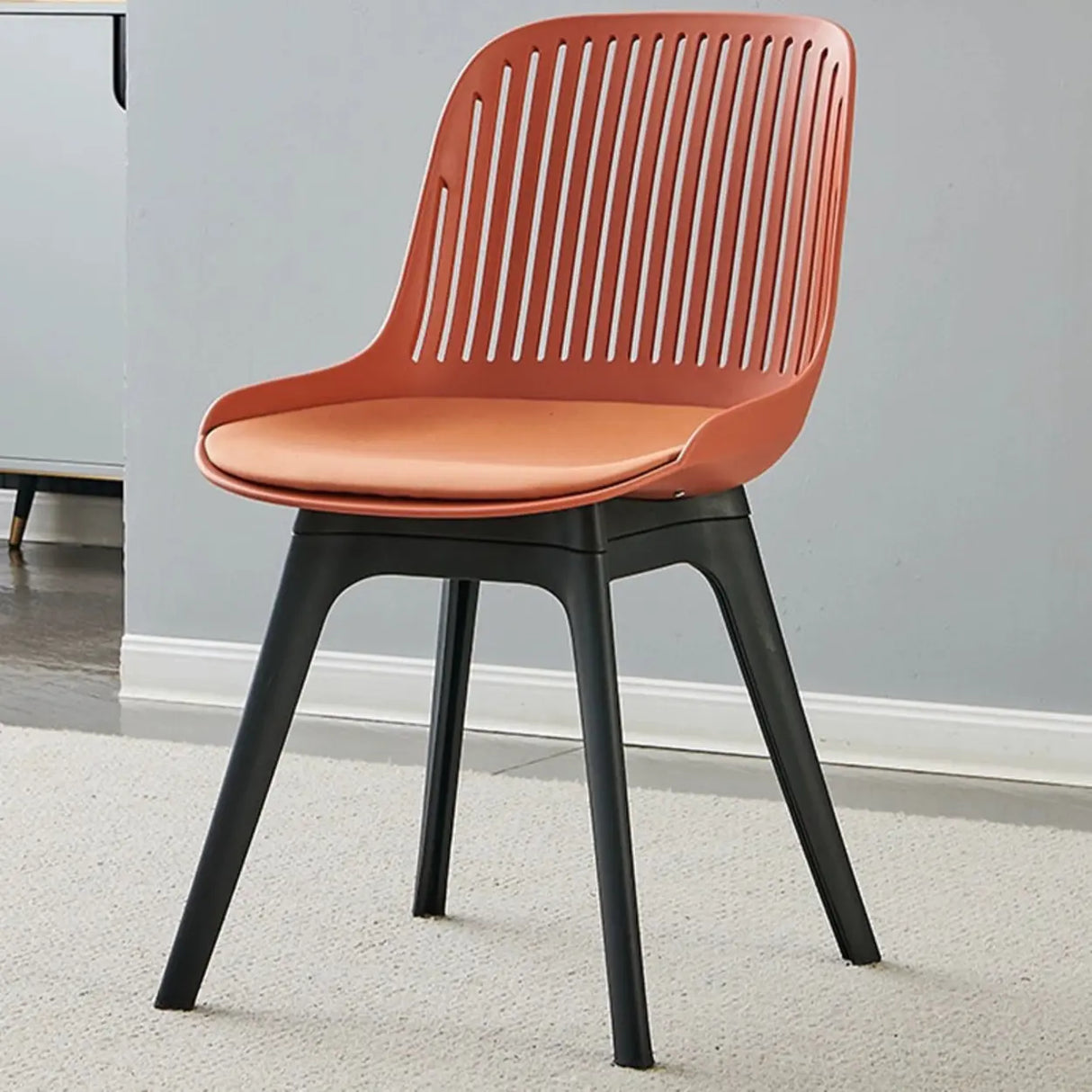 Acrylic Slat Low Back Side Chair Armless Dining Chair Image - 13